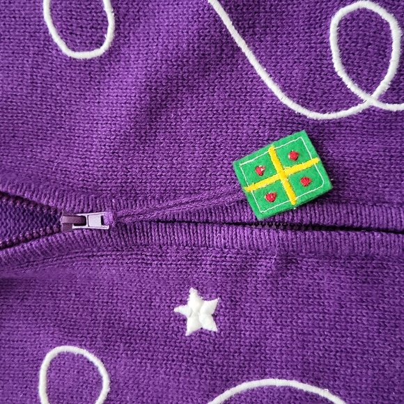 Purple Snowman Christmas Sweater Zip Up Size Large - Picture 7 of 8